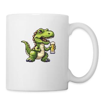 Dinosaurier T-Rex Pixel Bier - Tasse - Weiß - Rechts