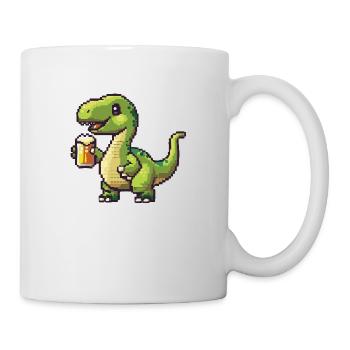 Dinosaur brontosaurus pixel beer - Mug - white - Right