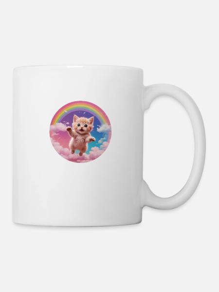 Pink Kitten Rainbow 1 - Mug - white