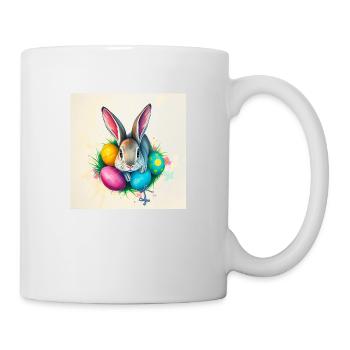 „Hasenparty & Farbenmeer“ - Tasse - Weiß - Rechts
