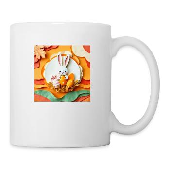 Osterfreude mit Hase und Ei - Tasse - Weiß - Rechts