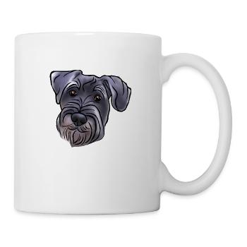 Mittelschnauzer Kopf im Comicstyle - Tasse - Weiß - Rechts