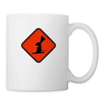 Hase Warnung Schild Skihase Skifahren Ski fahren - Tasse - Weiß - Rechts