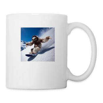 Faultier Wanderer Snowboarder - Tasse - Weiß - Rechts