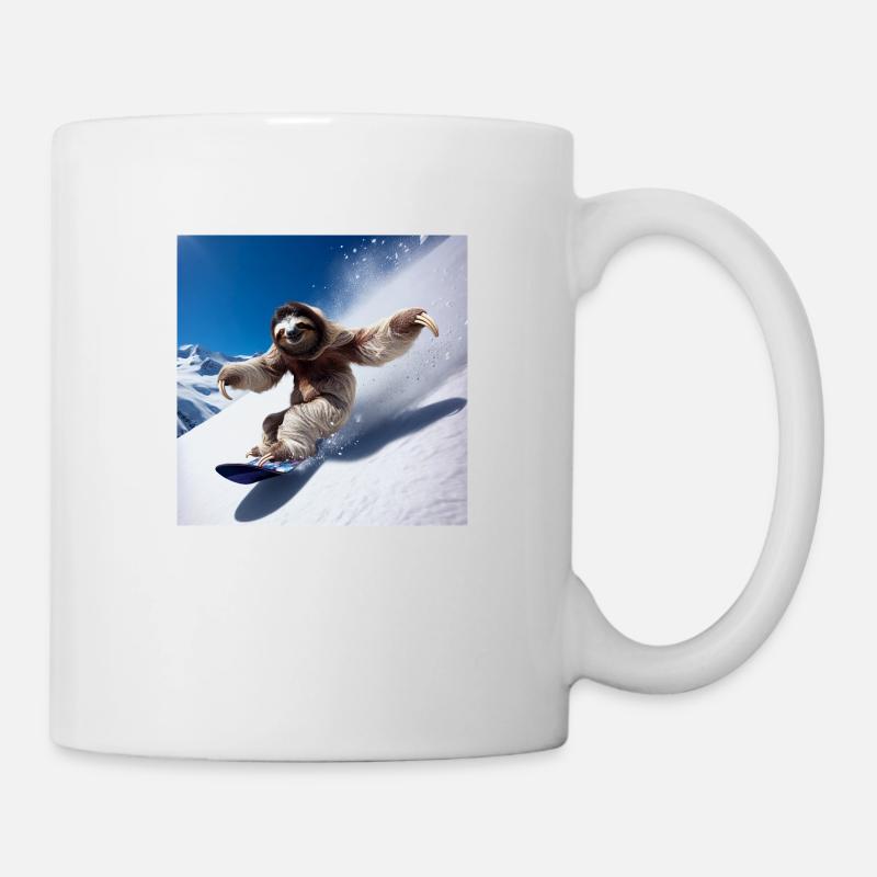 Faultier Wanderer Snowboarder - Tasse - Weiß
