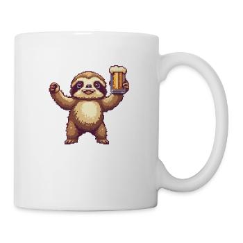 Faultier Pixel Bier - Tasse - Weiß - Rechts
