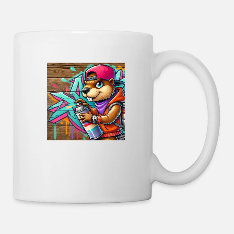 Graffiti Malerei Biber - Tasse - Weiß