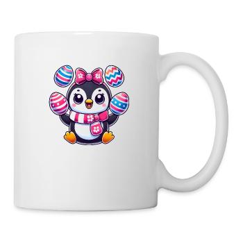 Ostern Pinguin jongliert bunte Ostereier - Tasse - Weiß - Rechts