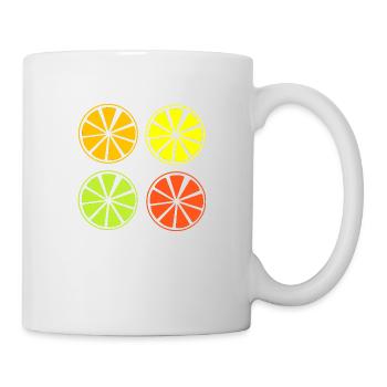 bunte Orangen - Tasse - Weiß - Rechts