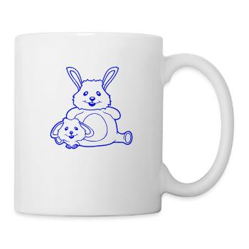 2 Lapins Enfant Papa Maman Doux Deux Gros Petit Gras - Mug blanc - blanc - Droite