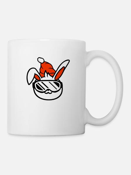 Hase Skibrille Skihase Skifahren Ski Brille Mütze - Tasse - Weiß