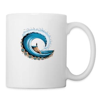 Friedliche Meereswelle mit Surf-Vibes - Tasse - Weiß - Rechts