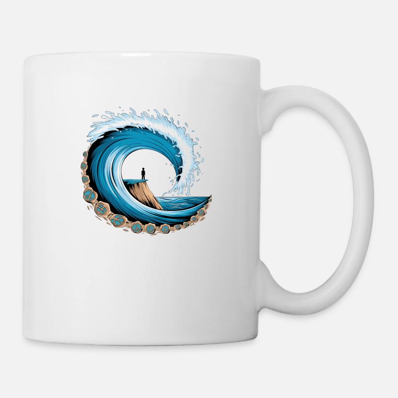 Friedliche Meereswelle mit Surf-Vibes - Tasse - Weiß