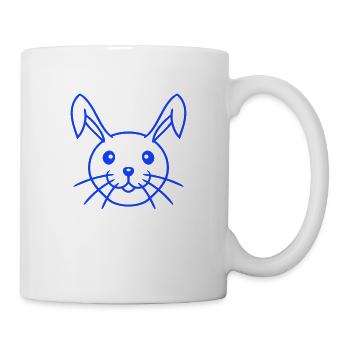 Lapin Drôle Visage Sourire Heureux Amical - Mug blanc - blanc - Droite