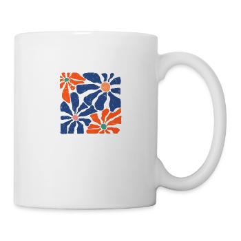 Groovy Retro Blue and Orange Flowers - Mug - white - Right