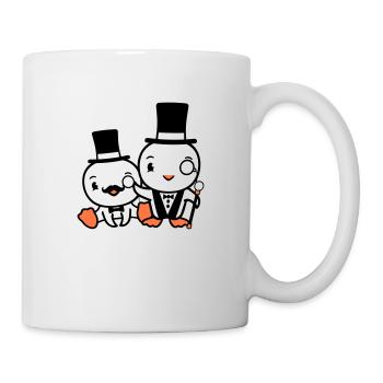 2 Vögel reich wohlhabend Zwei Herren Zylinder Hut - Tasse - Weiß - Rechts