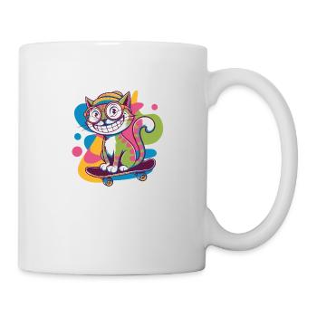 Chat patineur funky - Mug blanc - blanc - Droite