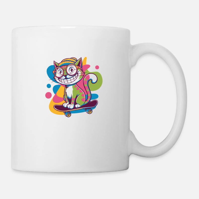 Funky Skater Cat - Mug - white