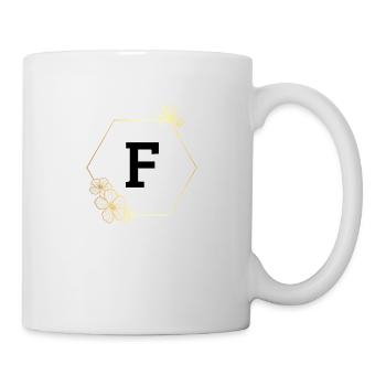 Buchstabe f Goldener Blumenrahmen - Tasse - Weiß - Rechts