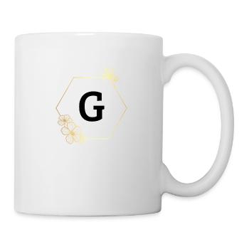 Buchstabe g Goldener Blumenrahmen - Tasse - Weiß - Rechts