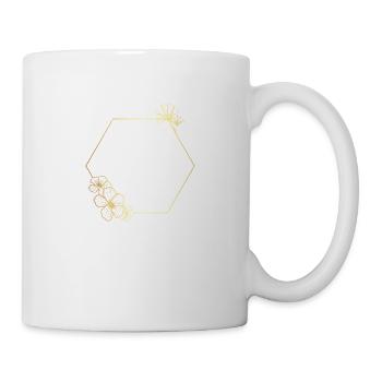 Buchstabe g Goldener Blumenrahmen - Tasse - Weiß - Rechts