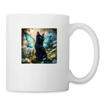 Katze mit Flügeln - Tasse - Weiß - Rechts