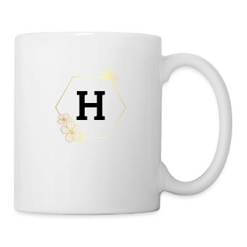 Buchstabe h Goldener Blumenrahmen - Tasse - Weiß - Rechts