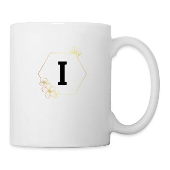 Buchstabe i Goldener Blumenrahmen - Tasse - Weiß - Rechts