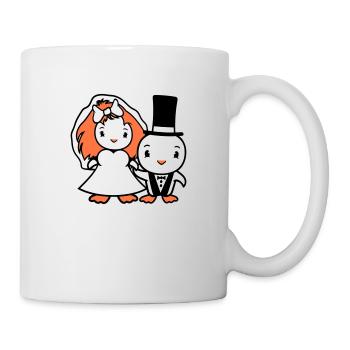 2 oiseaux mariage couple canards mariage homme femme mignon - Mug blanc - blanc - Droite