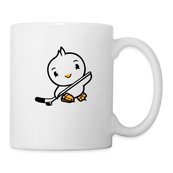 Vogel spielen Eishockey Sport Puck Schläger Hobby - Tasse - Weiß - Rechts