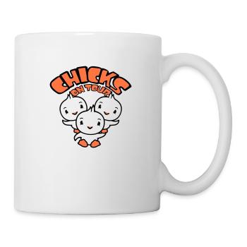 3 oiseaux poussins en tournée disant fêtarde filles femmes - Mug blanc - blanc - Droite