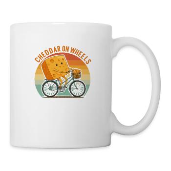 Cheddar auf Rädern! Fahrrad & Käse - Tasse - Weiß - Rechts