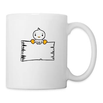 Bird Sitting on Wooden Sign Text Sign Frame Cute - Mug - white - Right