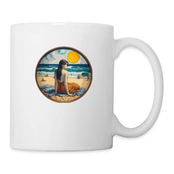 Fille sur la plage - Mug blanc - blanc - Droite
