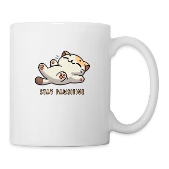 Stay Pawsitive – Süße Katze mit Spruch - Tasse - Weiß - Rechts