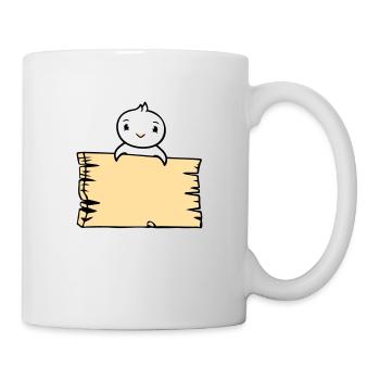 Bird Sitting on Wooden Sign Text Sign Frame Cute - Mug - white - Right