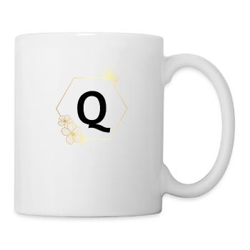 Buchstabe q Goldener Blumenrahmen - Tasse - Weiß - Rechts