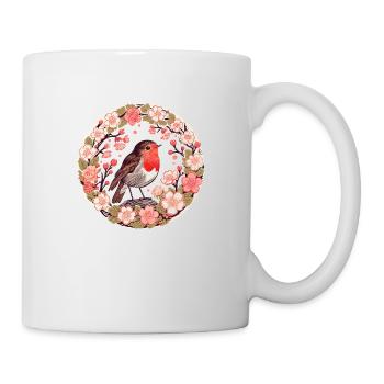 Merle en fleurs de cerisier - Mug blanc - blanc - Droite