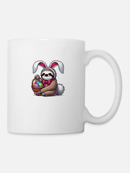 faultier ostern - Tasse - Weiß