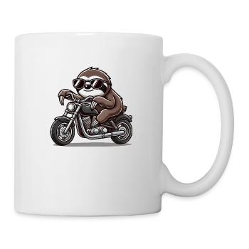 faultier motorrad - Tasse - Weiß - Rechts