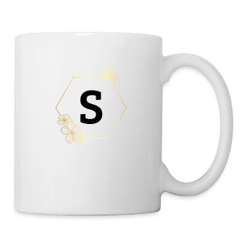 Buchstabe s Goldener Blumenrahmen - Tasse - Weiß - Rechts