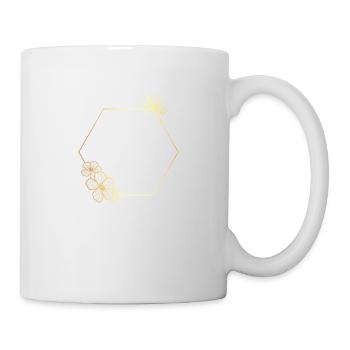 Buchstabe u Goldener Blumenrahmen - Tasse - Weiß - Rechts