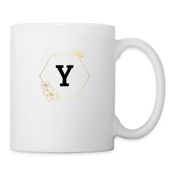 Lettre y cadre Floral doré - Mug blanc - blanc - Droite