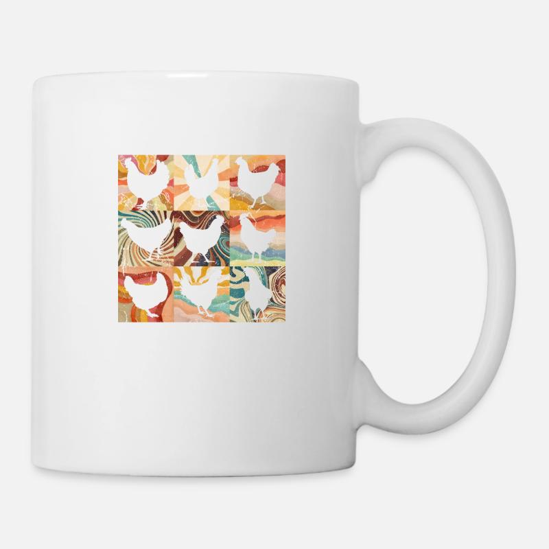 Blumen Retro Huhn - Tasse - Weiß