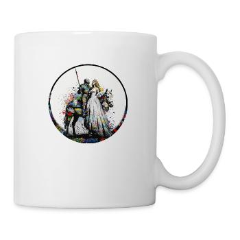 Ritter in glänzender Rüstung mit Prinzessinnen-Graffiti - Tasse - Weiß - Rechts