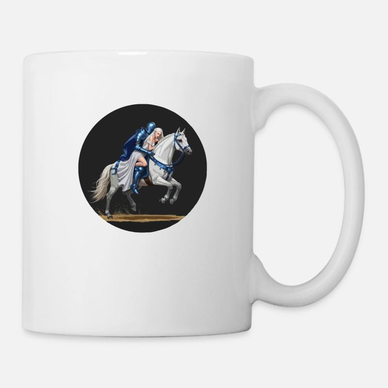 Ritter in glänzender Rüstung mit Prinzessin blond - Tasse - Weiß