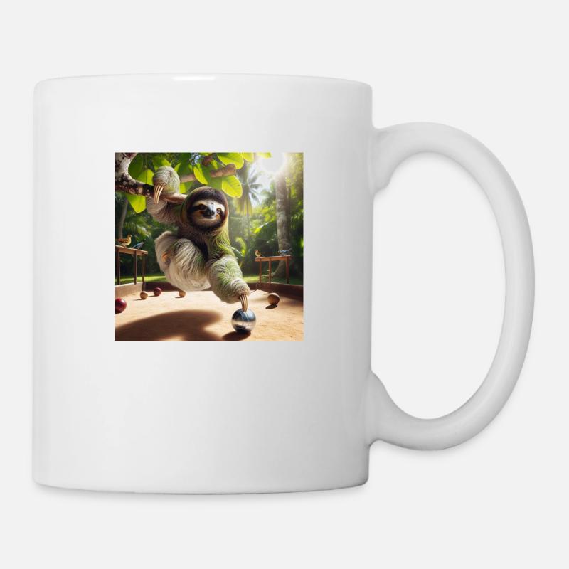 Faultier Tramp Petanque - Tasse - Weiß