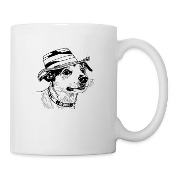Jack Russell - Dessin d’art - Jack Russell avec Hu - Mug blanc - blanc - Droite