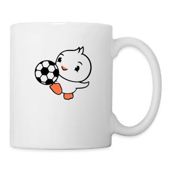 Ente spielt Fußball Ball Tor schießen kicken Spaß - Tasse - Weiß - Rechts