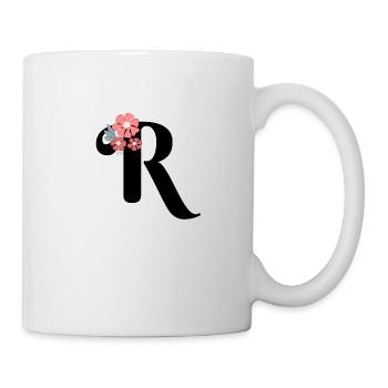 Lettre r fleurs minimalistes - Mug blanc - blanc - Droite
